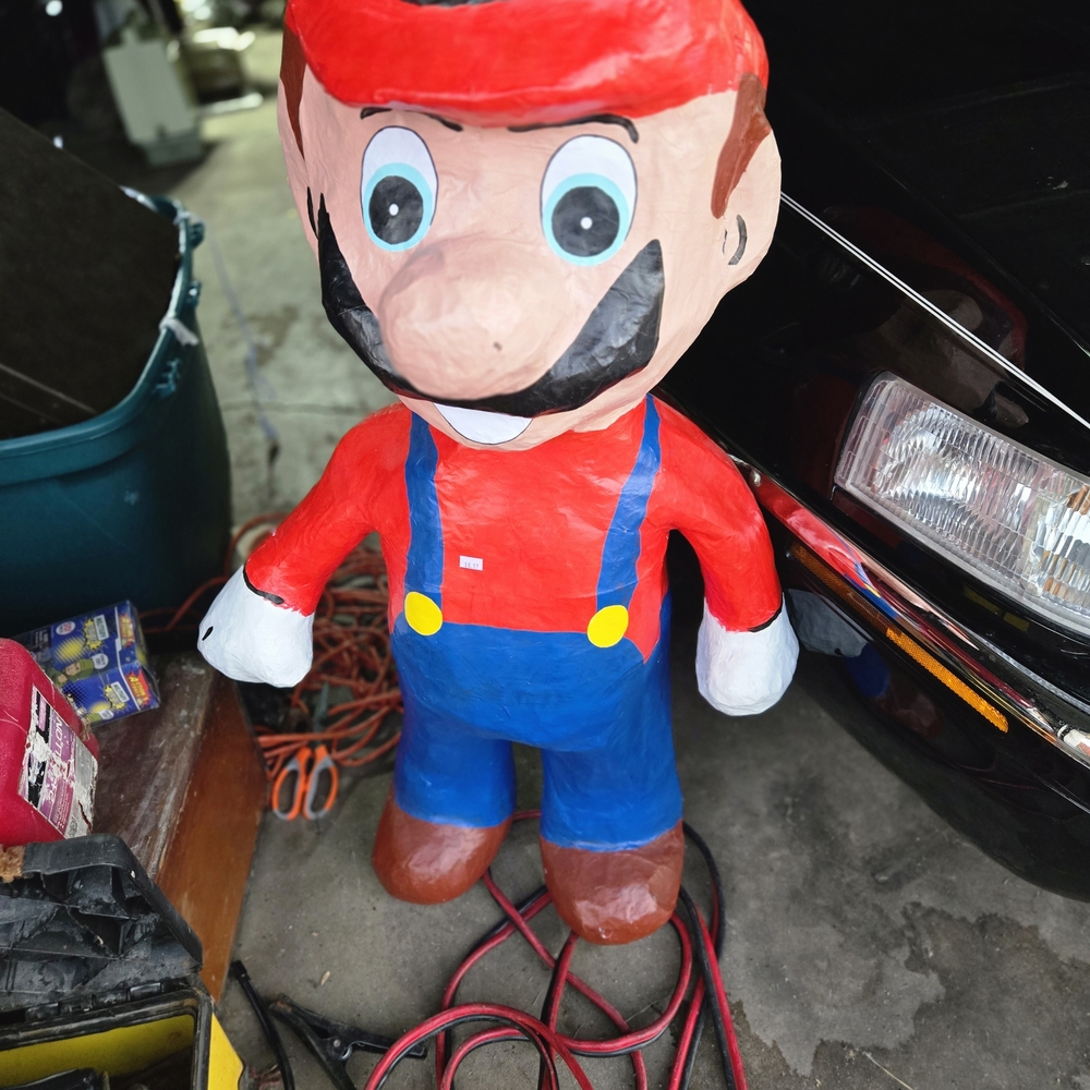 RARE  LIFE-SIZE 40" Paper Mache LL Size Red and Blue Cartoon Character Piñata